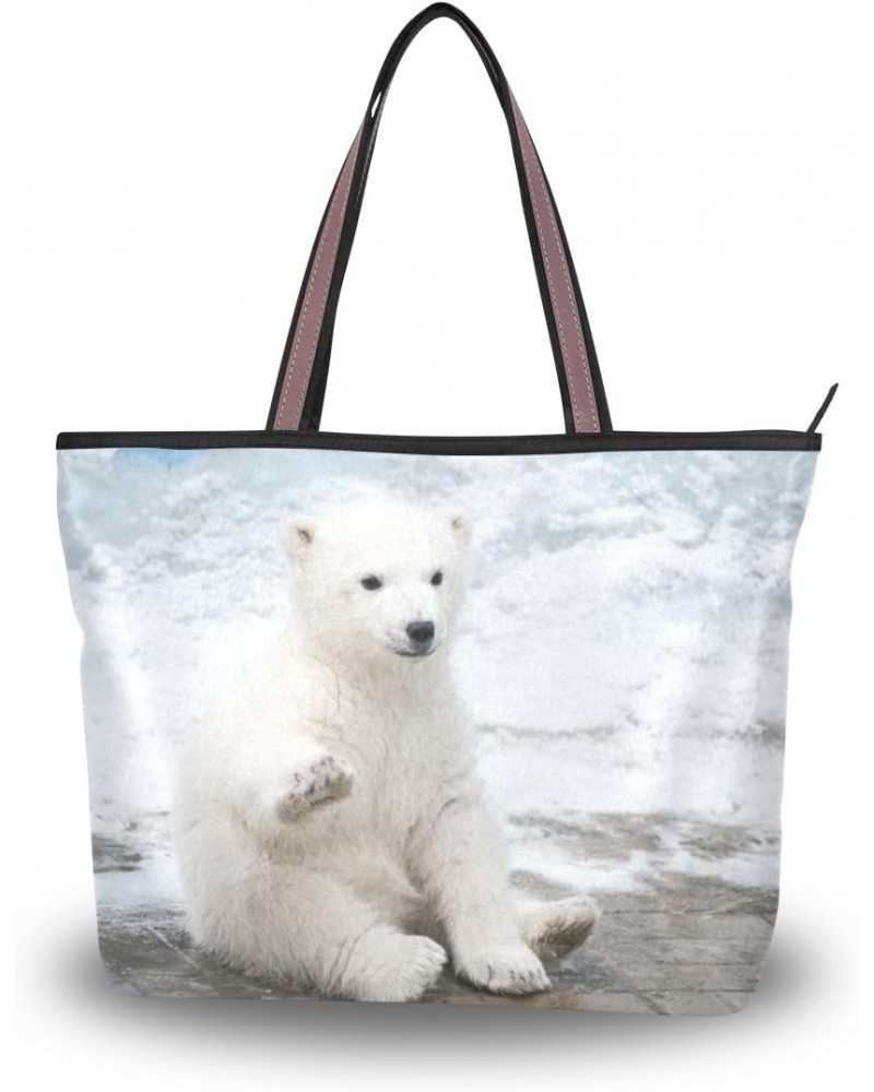 Cooper girl Cute Polar Bear Tote Bag Top Handle Handbag Shoulder Bag Large Capacity $21.50 Totes