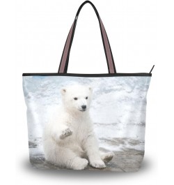 Cooper girl Cute Polar Bear Tote Bag Top Handle Handbag Shoulder Bag Large Capacity $21.50 Totes