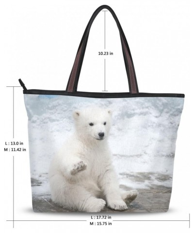 Cooper girl Cute Polar Bear Tote Bag Top Handle Handbag Shoulder Bag Large Capacity $21.50 Totes