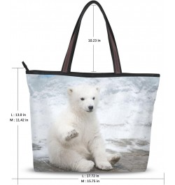 Cooper girl Cute Polar Bear Tote Bag Top Handle Handbag Shoulder Bag Large Capacity $21.50 Totes