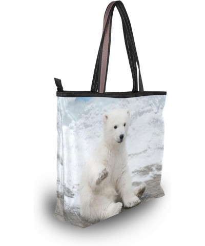 Cooper girl Cute Polar Bear Tote Bag Top Handle Handbag Shoulder Bag Large Capacity $21.50 Totes