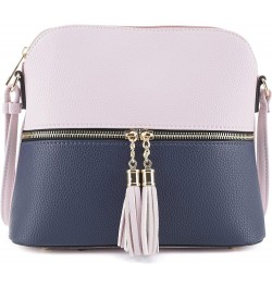 Lunar Lightweight Medium Dome Crossbody Bag Shoulder Bag with Tassel | Zipper Pocket | Adjustable Strap Blush / Navy 1 $12.45...