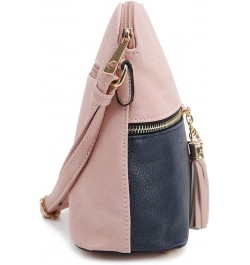 Lunar Lightweight Medium Dome Crossbody Bag Shoulder Bag with Tassel | Zipper Pocket | Adjustable Strap Blush / Navy 1 $12.45...