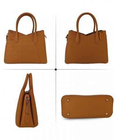 Medium Leather Tote Bags for Women Genuine Leather Handbag Crossbody Bag with Zipper Brown B9 $48.87 Totes