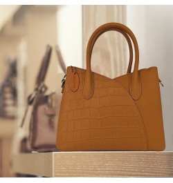 Medium Leather Tote Bags for Women Genuine Leather Handbag Crossbody Bag with Zipper Brown B9 $48.87 Totes