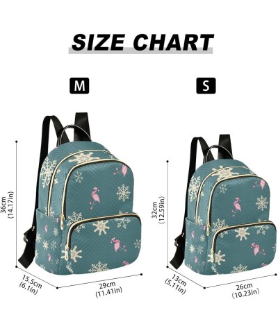 Christmas Women Backpack Flamingo Golden Snowflake Anti-Theft Travel Backpack with Luggage Belt Durable Lightweight Handbag L...