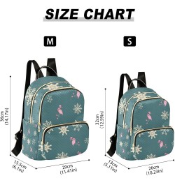 Christmas Women Backpack Flamingo Golden Snowflake Anti-Theft Travel Backpack with Luggage Belt Durable Lightweight Handbag L...