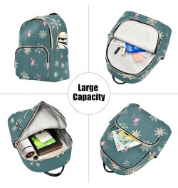 Christmas Women Backpack Flamingo Golden Snowflake Anti-Theft Travel Backpack with Luggage Belt Durable Lightweight Handbag L...