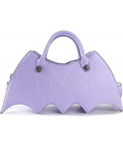 Personality Bat Shoulder Handbag Pu Leather Halloween Messenger Bag For Women Girls Purple $15.62 Shoulder Bags