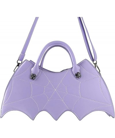 Personality Bat Shoulder Handbag Pu Leather Halloween Messenger Bag For Women Girls Purple $15.62 Shoulder Bags