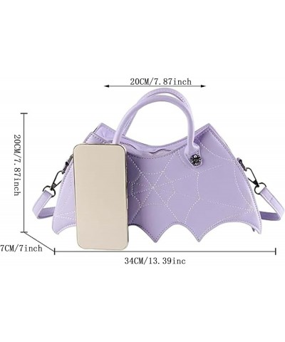 Personality Bat Shoulder Handbag Pu Leather Halloween Messenger Bag For Women Girls Purple $15.62 Shoulder Bags