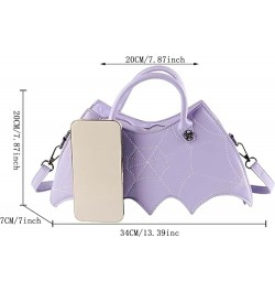 Personality Bat Shoulder Handbag Pu Leather Halloween Messenger Bag For Women Girls Purple $15.62 Shoulder Bags