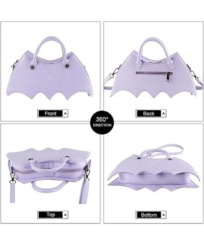 Personality Bat Shoulder Handbag Pu Leather Halloween Messenger Bag For Women Girls Purple $15.62 Shoulder Bags