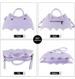 Personality Bat Shoulder Handbag Pu Leather Halloween Messenger Bag For Women Girls Purple $15.62 Shoulder Bags