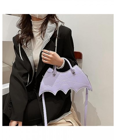 Personality Bat Shoulder Handbag Pu Leather Halloween Messenger Bag For Women Girls Purple $15.62 Shoulder Bags