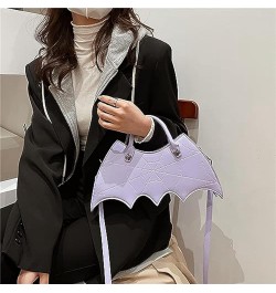 Personality Bat Shoulder Handbag Pu Leather Halloween Messenger Bag For Women Girls Purple $15.62 Shoulder Bags