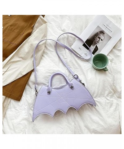 Personality Bat Shoulder Handbag Pu Leather Halloween Messenger Bag For Women Girls Purple $15.62 Shoulder Bags