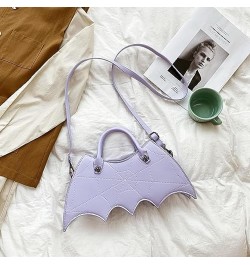 Personality Bat Shoulder Handbag Pu Leather Halloween Messenger Bag For Women Girls Purple $15.62 Shoulder Bags