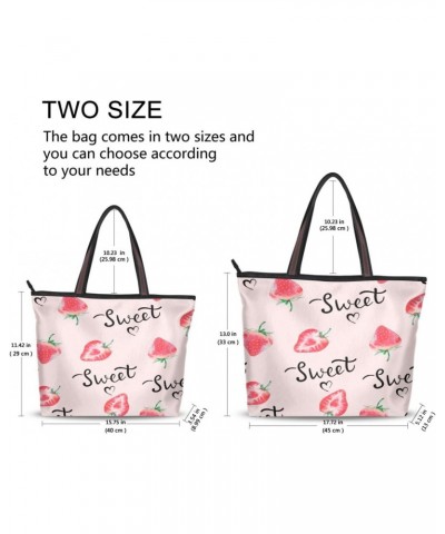 Sweet Watercolor Strawberry Women Tote Bag Handbag Large Capacity Shoulder Bags $10.99 Shoulder Bags