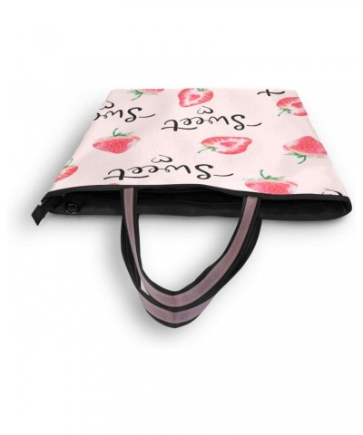 Sweet Watercolor Strawberry Women Tote Bag Handbag Large Capacity Shoulder Bags $10.99 Shoulder Bags