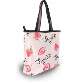 Sweet Watercolor Strawberry Women Tote Bag Handbag Large Capacity Shoulder Bags $10.99 Shoulder Bags