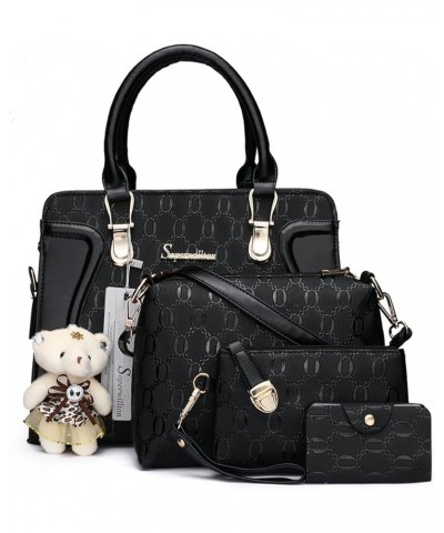 Women's Fashion Handbags Tote Bags Shoulder Bag Top Handle Satchel Purse Set 4pcs A-black $30.06 Satchels