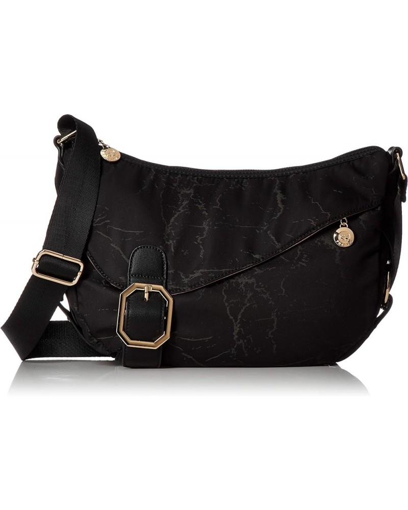 Women's [Lightweight] [Original Pattern] Crossbody Shoulder Bag with Pocket Black $27.57 Shoulder Bags