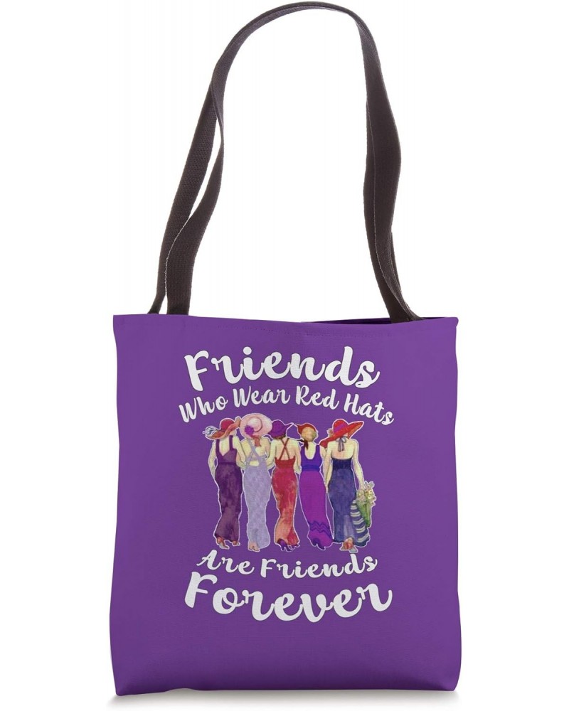 Friends Who Wear Red Hats Elegant Style Gift | Purple Tote Bag $14.98 Totes