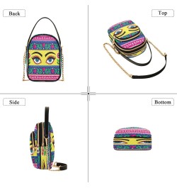 Eyes and Flowers Crossbody Bags for Women Quilted Shoulder Bag Handbag with Chain Strap Indian Art Trendy Cross Body Cell Pho...