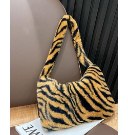 Fluffy Tote Bag for Women Girls Ladies Fuzzy Shoulder Bag Purse Brown Zebra $7.64 Shoulder Bags