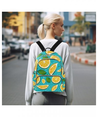 Merry Christmas Cute Santa Quilted Backpack Purse Backpack Purse Travel Backpack Lemon Slices on Turquoise Small $17.54 Backp...