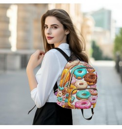 Pink Valentine Cupcake with Cream Hearts Women's Backpack Fashion, Fashion Casual Backpack, Womens Travel Backpack, M Donuts ...