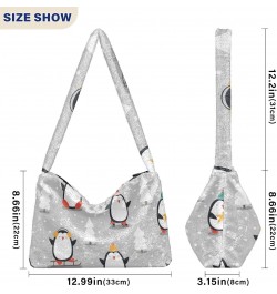 Christmas Penguins Furry Tote Bag for Women Crossbody Bag Faux Fur Shoulder Handbag Purse Hobo Purse with Zipper for Men $11....