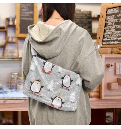 Christmas Penguins Furry Tote Bag for Women Crossbody Bag Faux Fur Shoulder Handbag Purse Hobo Purse with Zipper for Men $11....