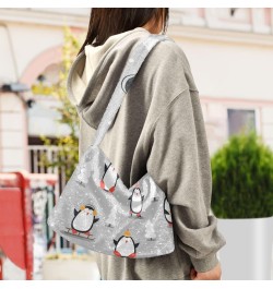 Christmas Penguins Furry Tote Bag for Women Crossbody Bag Faux Fur Shoulder Handbag Purse Hobo Purse with Zipper for Men $11....