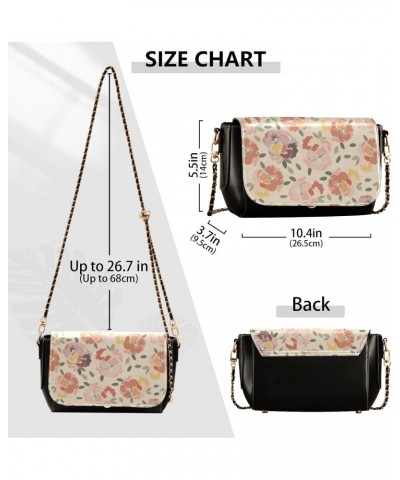 Watercolor Flowers West Crossbody Purse Womens Trendy Black Handbag with Credit Card Slots Little Black Purse $17.20 Crossbod...