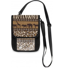 African Animal Patterns Neck Wallet, RFID Blocking Crossbody Cellphone Purse for Women, Phone Bag Small Shoulder Wallet with ...