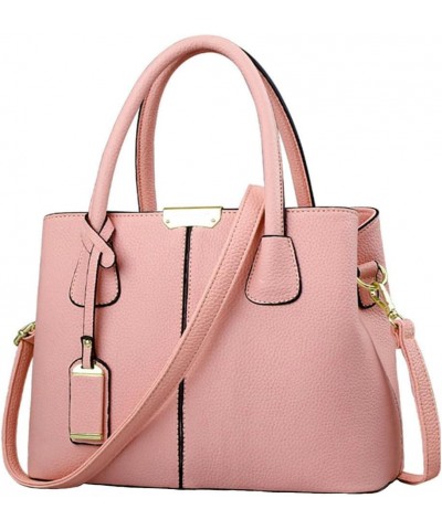 Women Ladies Classy Satchel Handbag Tote Purse PU Leather Top- Handle Shoulder Bag Black Light Pink $16.51 Totes