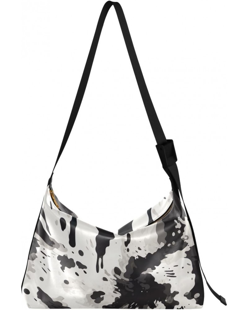 Black White Cow Print Tote Bag for Women Large Hobo Bags Womens Cross Body Purses Casual Tote with Adjustable Strap for Men $...