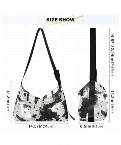 Black White Cow Print Tote Bag for Women Large Hobo Bags Womens Cross Body Purses Casual Tote with Adjustable Strap for Men $...