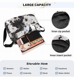 Black White Cow Print Tote Bag for Women Large Hobo Bags Womens Cross Body Purses Casual Tote with Adjustable Strap for Men $...