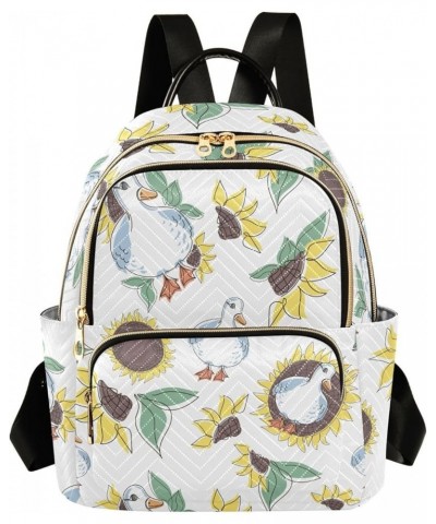 Backpack Purse for Women Doodle Geese Sunflowers, Mini Fashion Backpack Lightweight Casual Daypack Shoulder Bag Travel Backpa...