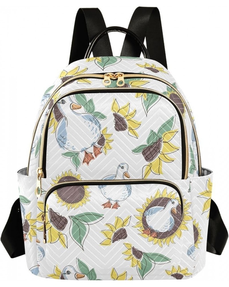 Backpack Purse for Women Doodle Geese Sunflowers, Mini Fashion Backpack Lightweight Casual Daypack Shoulder Bag Travel Backpa...