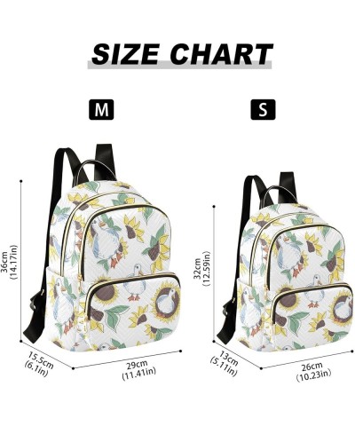 Backpack Purse for Women Doodle Geese Sunflowers, Mini Fashion Backpack Lightweight Casual Daypack Shoulder Bag Travel Backpa...