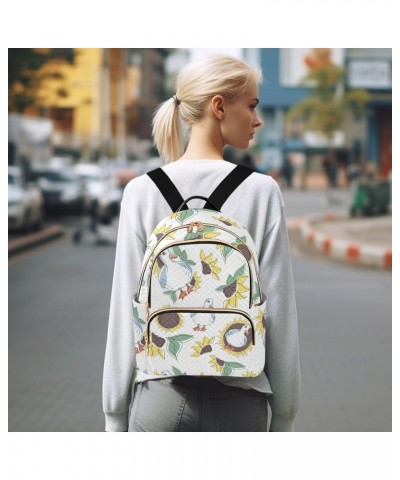 Backpack Purse for Women Doodle Geese Sunflowers, Mini Fashion Backpack Lightweight Casual Daypack Shoulder Bag Travel Backpa...