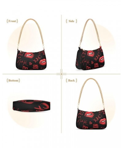 Easter Cute Gnomes Chain Shoulder Bag for Women Hobo Tote Handbag Small Clutch Purse Valentine Lips Xoxo $14.26 Shoulder Bags