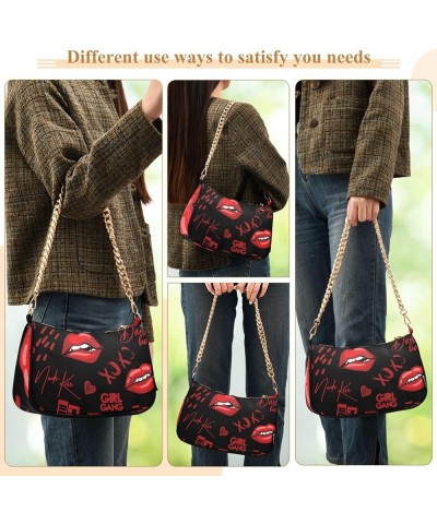 Easter Cute Gnomes Chain Shoulder Bag for Women Hobo Tote Handbag Small Clutch Purse Valentine Lips Xoxo $14.26 Shoulder Bags