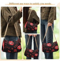 Easter Cute Gnomes Chain Shoulder Bag for Women Hobo Tote Handbag Small Clutch Purse Valentine Lips Xoxo $14.26 Shoulder Bags