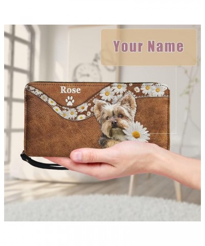 Personalized Name Handbags Clutch Purse, Custom Mom's Gift Dog Design Customized Women's Clutch Purse Wallet PU Leather Water...