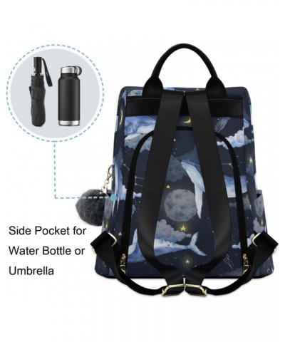 Watercolor Whales Clouds Moon Stars Space Women Backpack Purse Anti-theft Travel Backpack Fashion Shoulder Handbag $20.39 Bac...